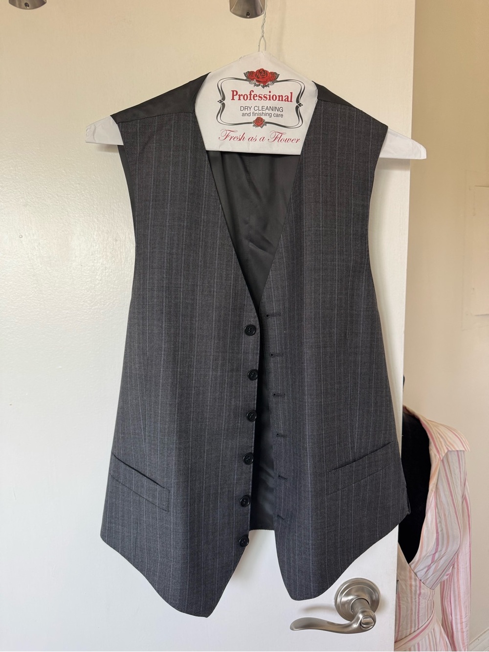 Pura Lana Vergine Woolmark Grey pinstripe vest